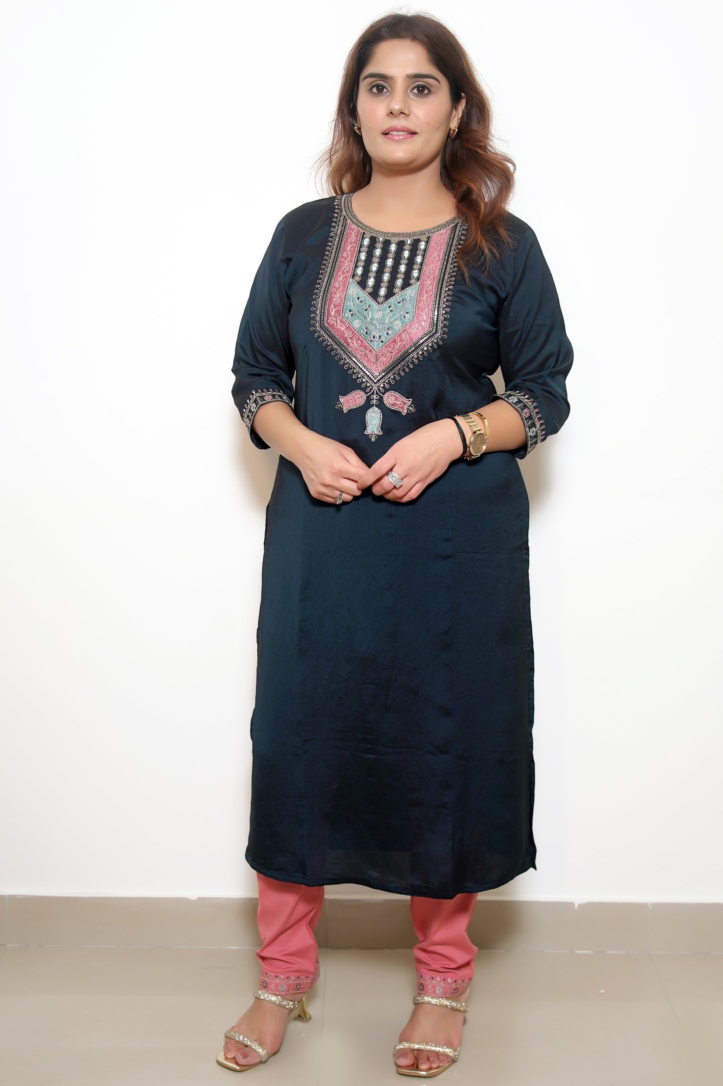 Noor Suit Set – Navy & Hot Pink Set